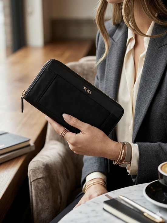 Tumi Handbags - TUMI Black Zip-Around Continental Wallet